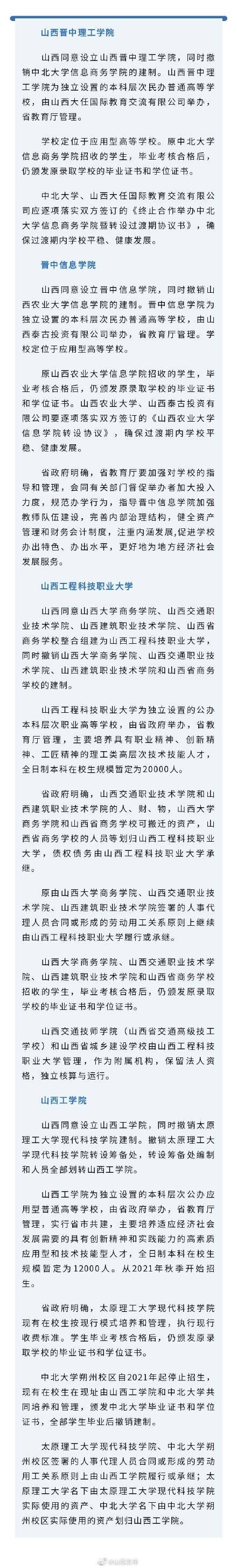 山西同意设立山西工学院等4所高校