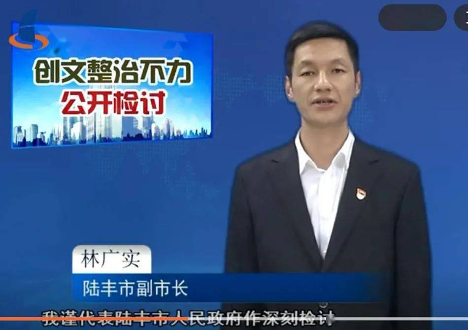 例如,2017年作检讨的是陆丰市副市长林广实,也因为创文整治不力而检讨