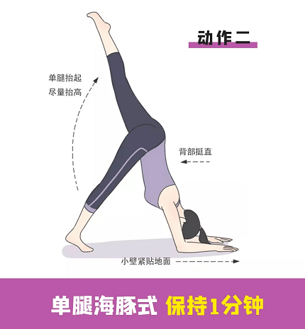 六个动作练出仙女背来~ 【动作一】靠墙半犬式 下腰双手扶墙,收紧