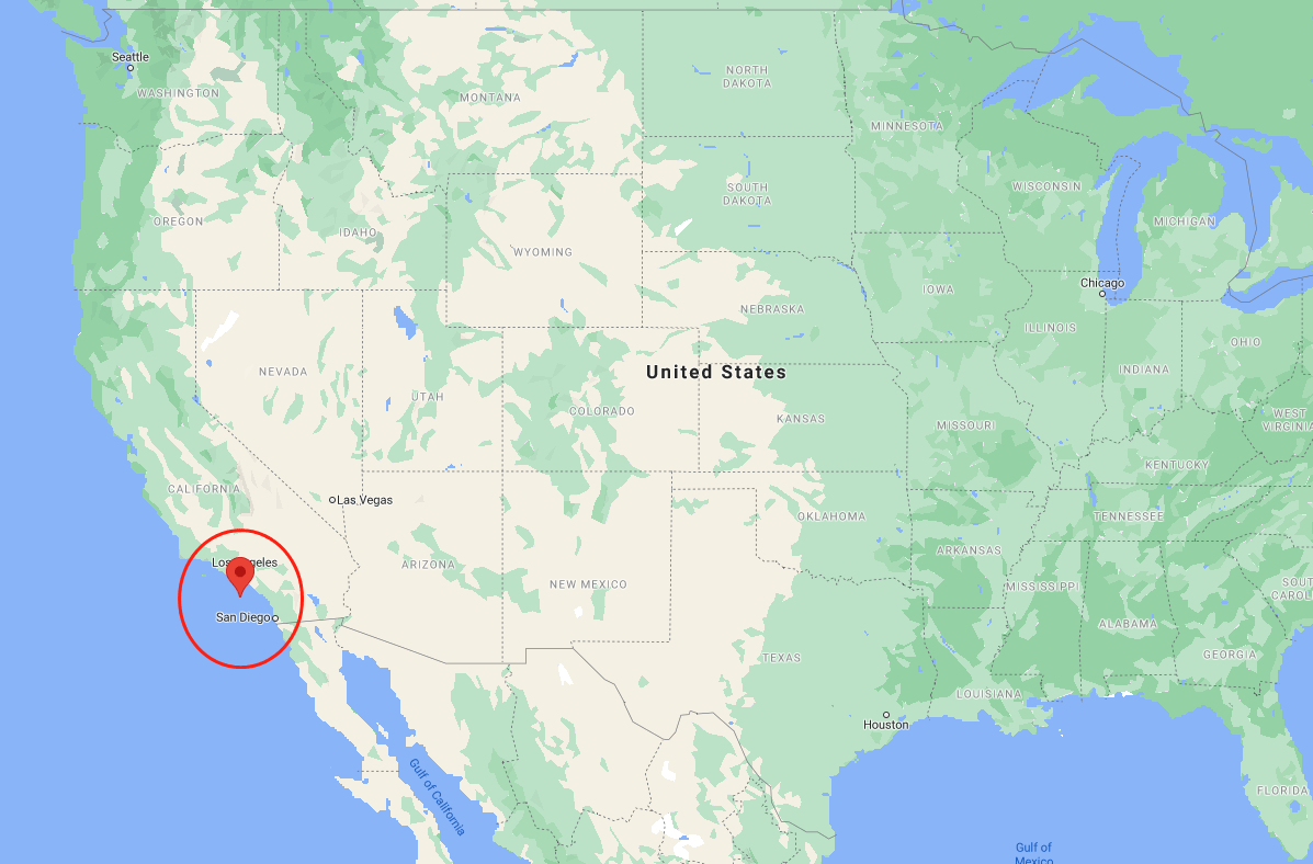 圣卡塔利娜岛 位于美国西海岸洛杉矶附近 截自谷歌地图