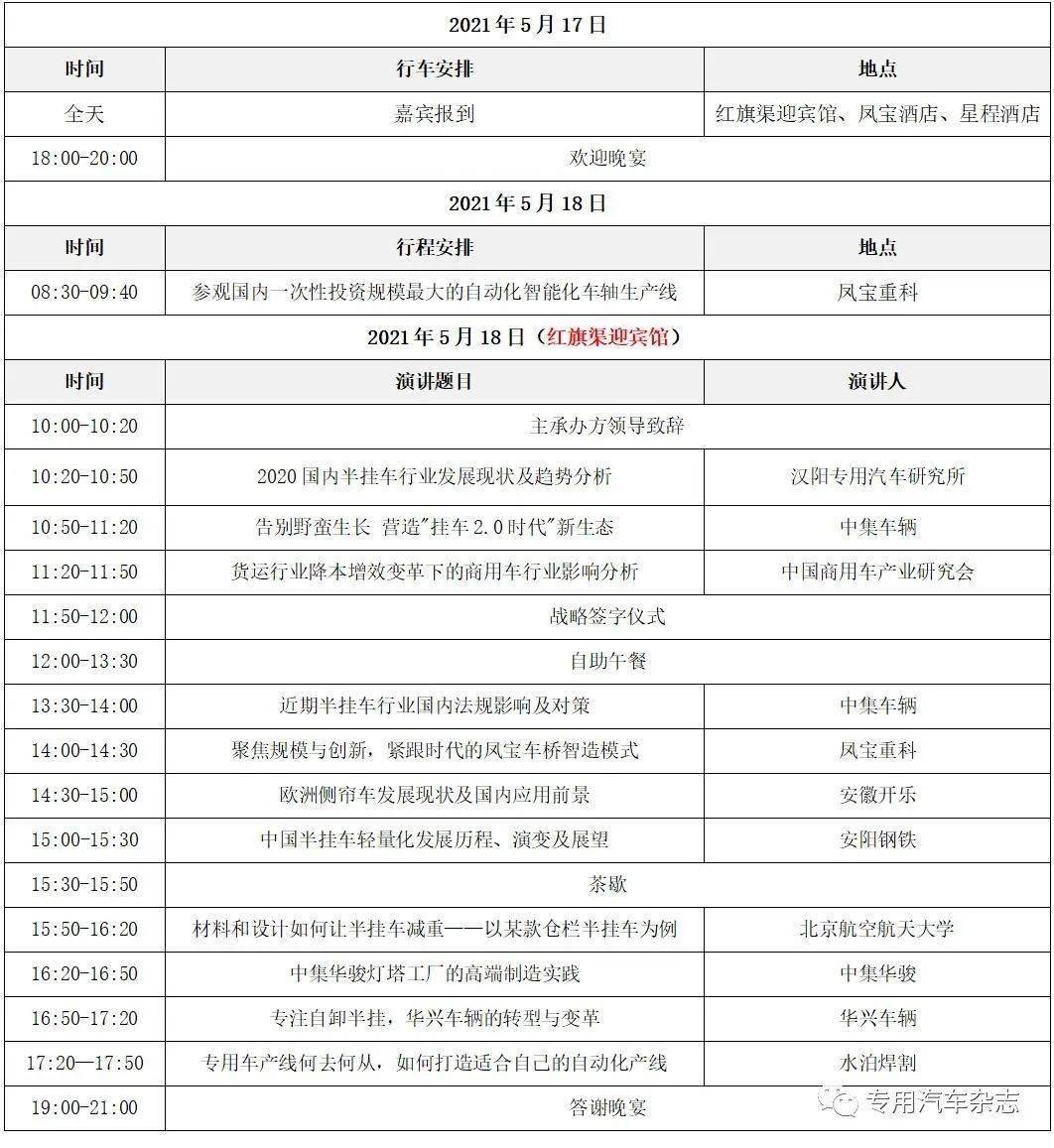 2021中国半挂车高质量发展研讨会最新议程_会议