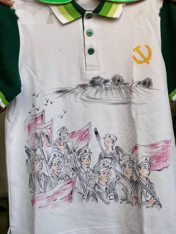 画党史衣党恩镇江实验学校开展画党史文化衫活动