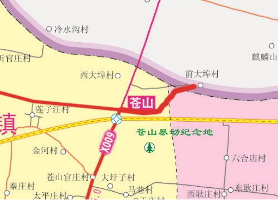 该道路起于苍山街道西大埠村,向东延伸至罗庄地界,为县城到临沂市区的