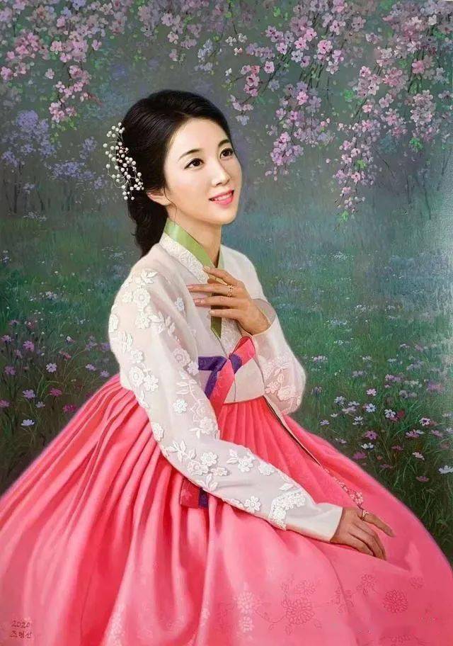 转载2021朝鲜绘画大展我们的美女中