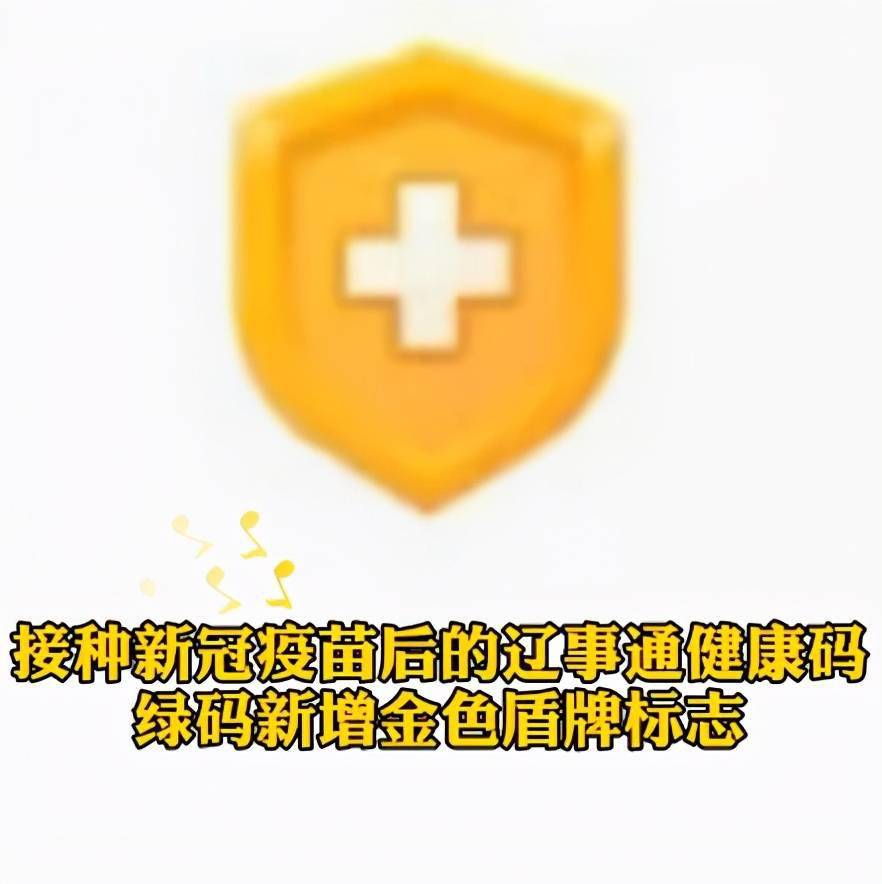 接种疫苗后人群的辽事通健康码绿码新增金色盾牌标志