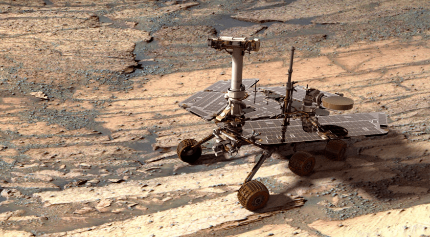 机遇号火星车 图源:spacenews 它和它的双胞胎火星车勇气号证实了干旱