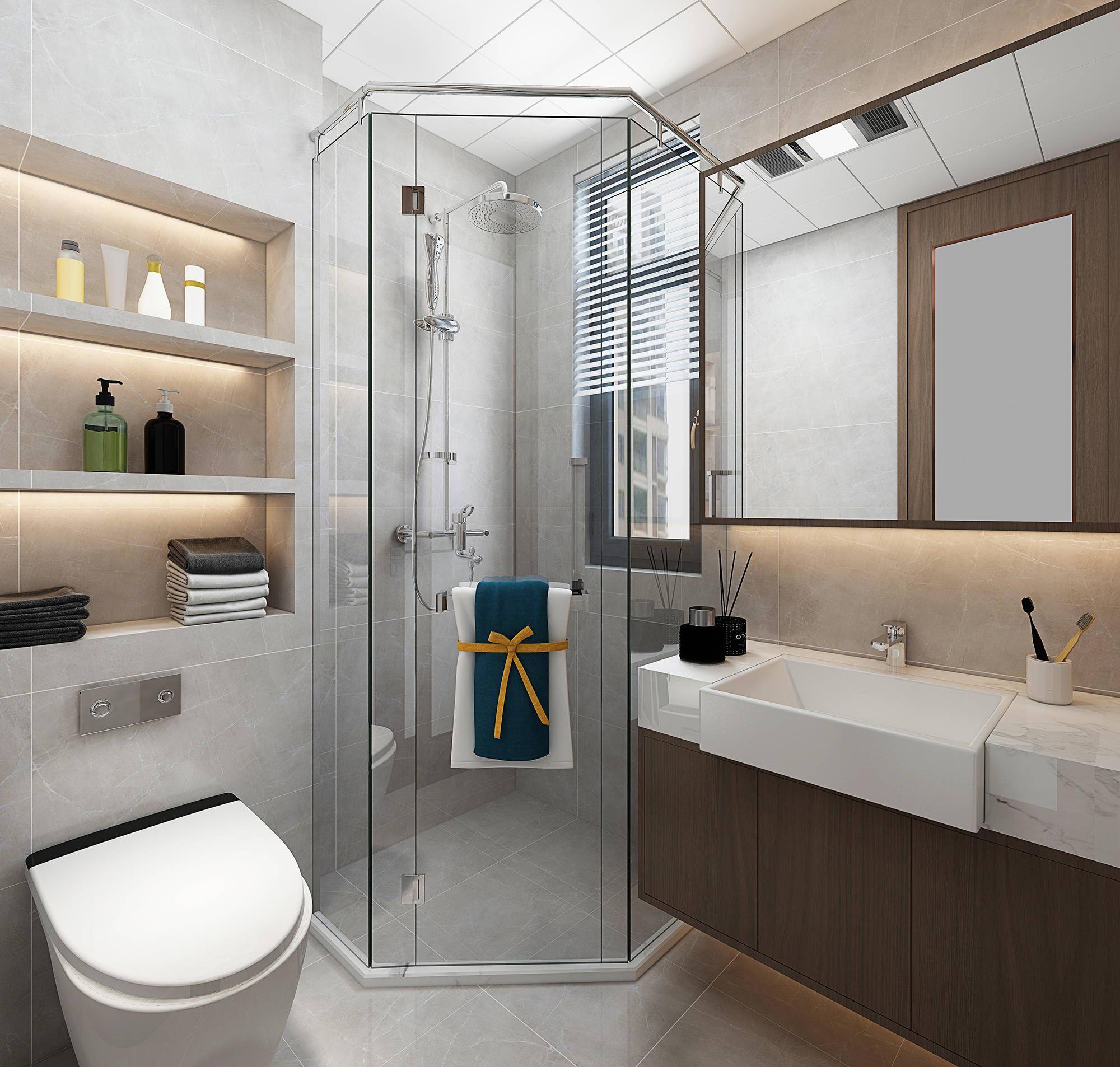 次卫-干湿分离定制淋浴房使用更加方便,挂便器改造及砌筑壁龛合理利用