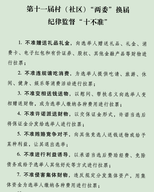 第十一届村(社区"两委"换届纪律监督"十严禁"十不准"_王子平