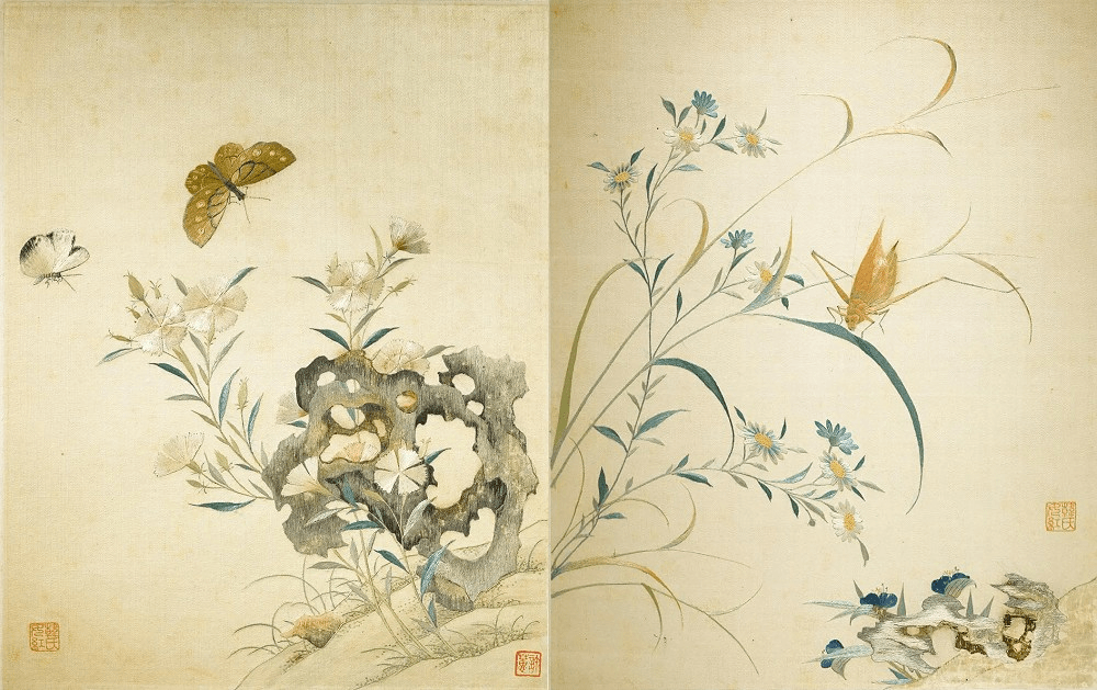 《顾绣花卉虫鱼册》,韩希孟,明晚期