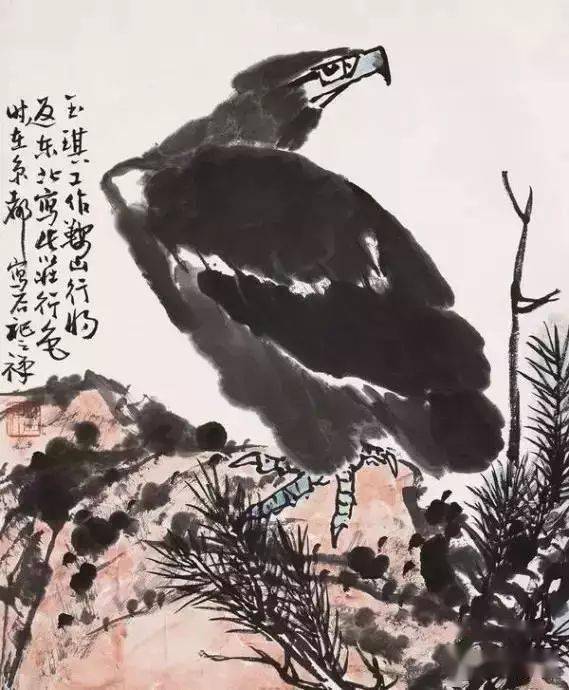 李苦禅画鹰《雄风》的画法步骤