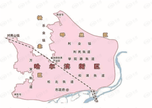 新区规划总面积493平方公里,包括松北区,呼兰区,平房区三个行政区的