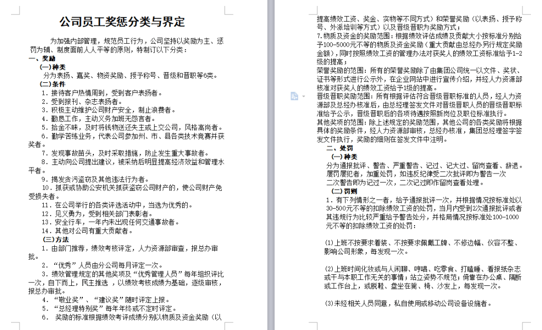 公司员工奖惩制度大全,公司员工奖罚条例,员工绩效考核奖惩暂行办法