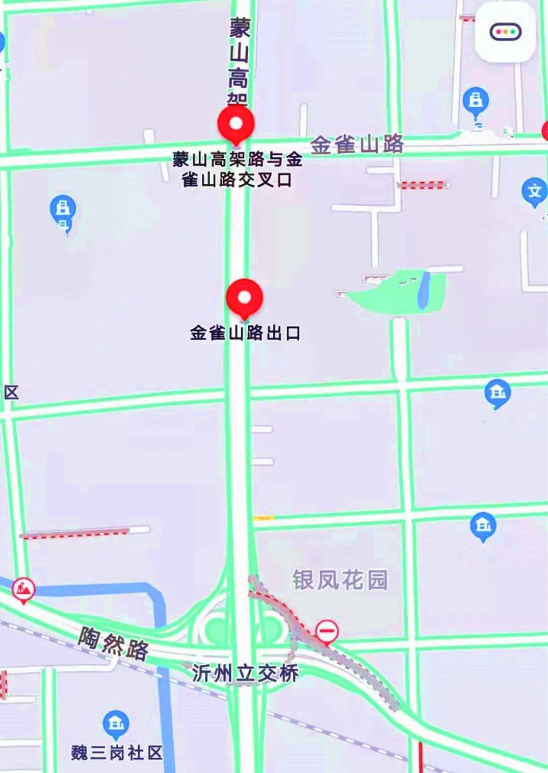 高峰期只能从金雀山路匝道上高架想从陶然路往北上蒙山高架一直以来难