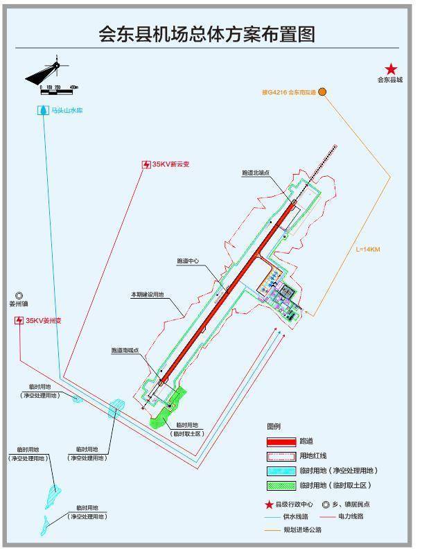 规划中会东机场总体方案布置图
