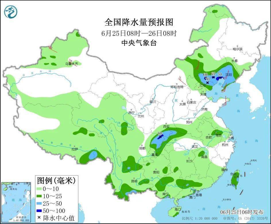 【天气预报】未来三天全国天气预报,6月25日