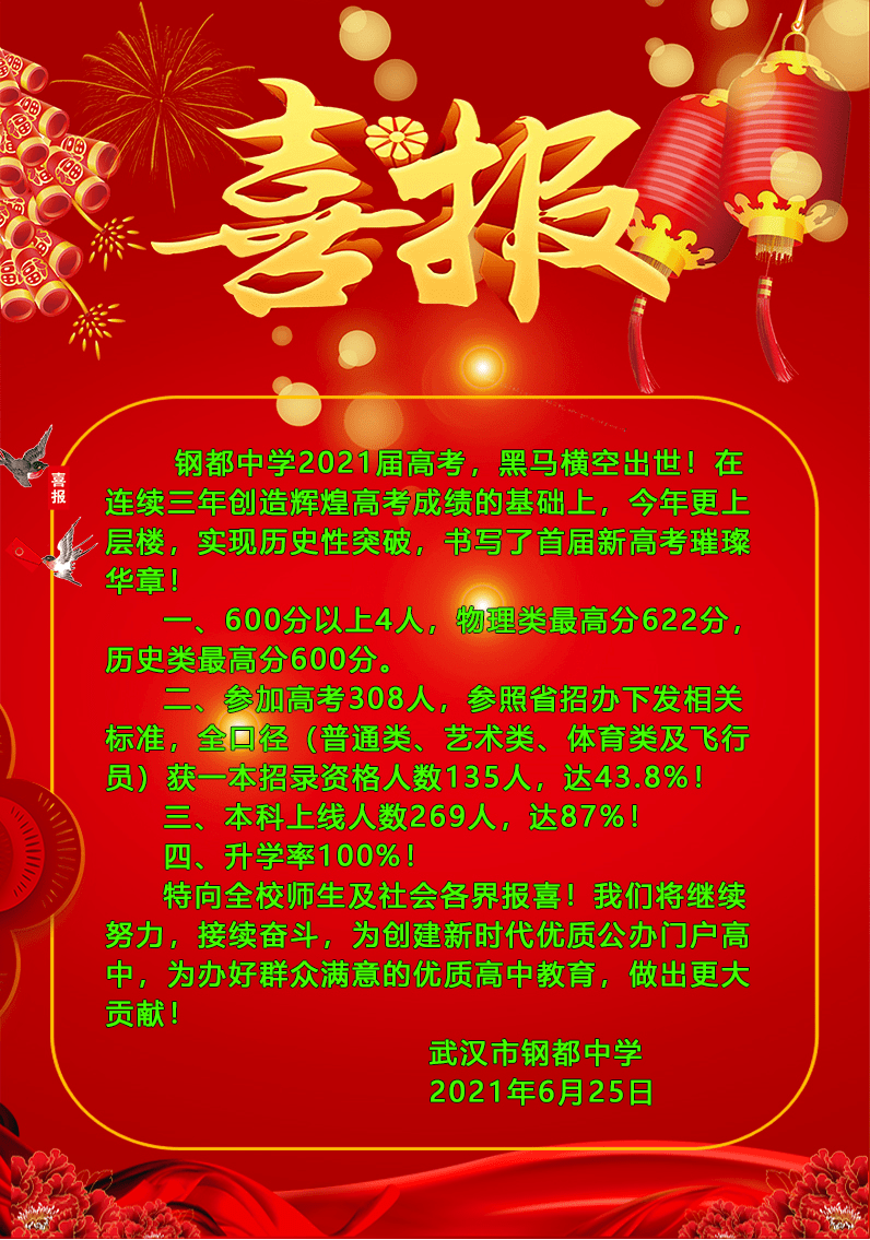 高考喜报!华师一,省实验,外校,二中等51所高中成绩喜报来了