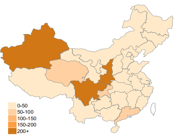 受地质条件影响,地下天然气通常呈聚集区分布,我国天然气探明储量的