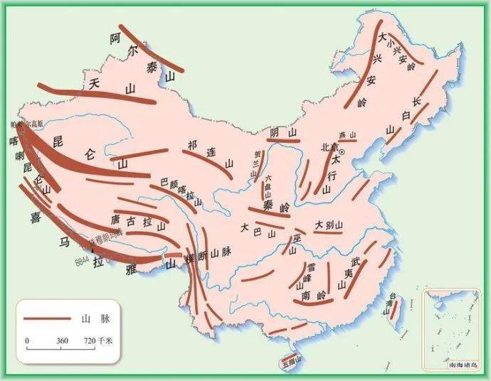 中国山脉地图 图源:百度百科