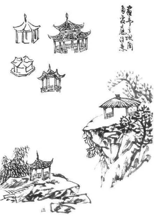 山水画技法:点景建筑