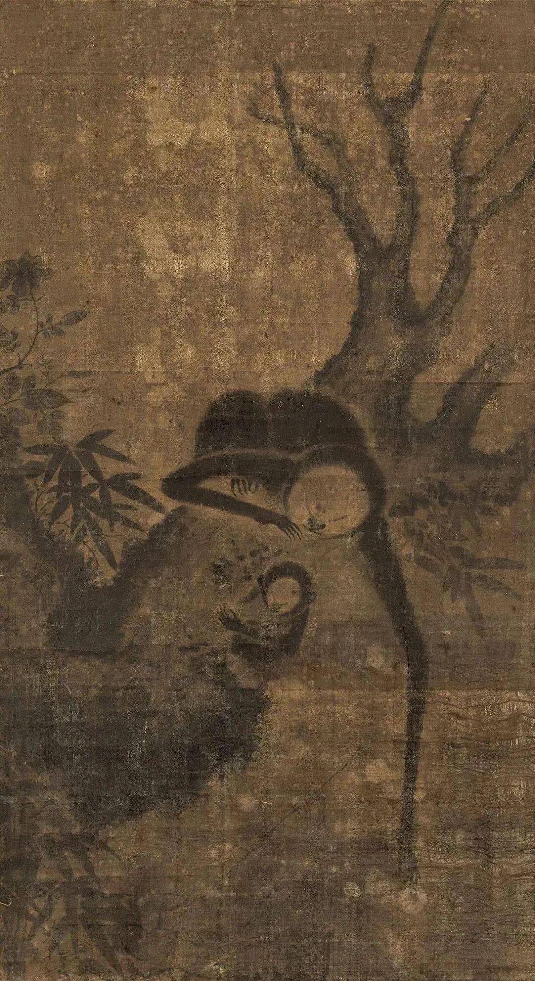 南宋 牧溪《林间灵猿图》