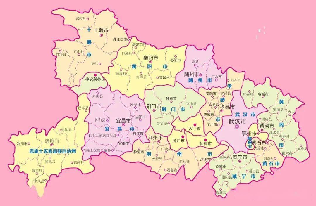 湖北县域行政区划图