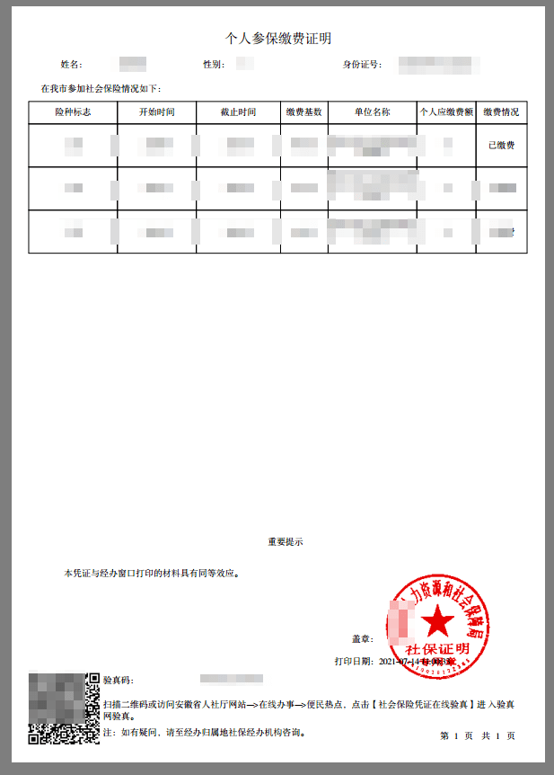 一起来看小视频《社会保险个人参保证明查询打印指南》以铜陵市操作为