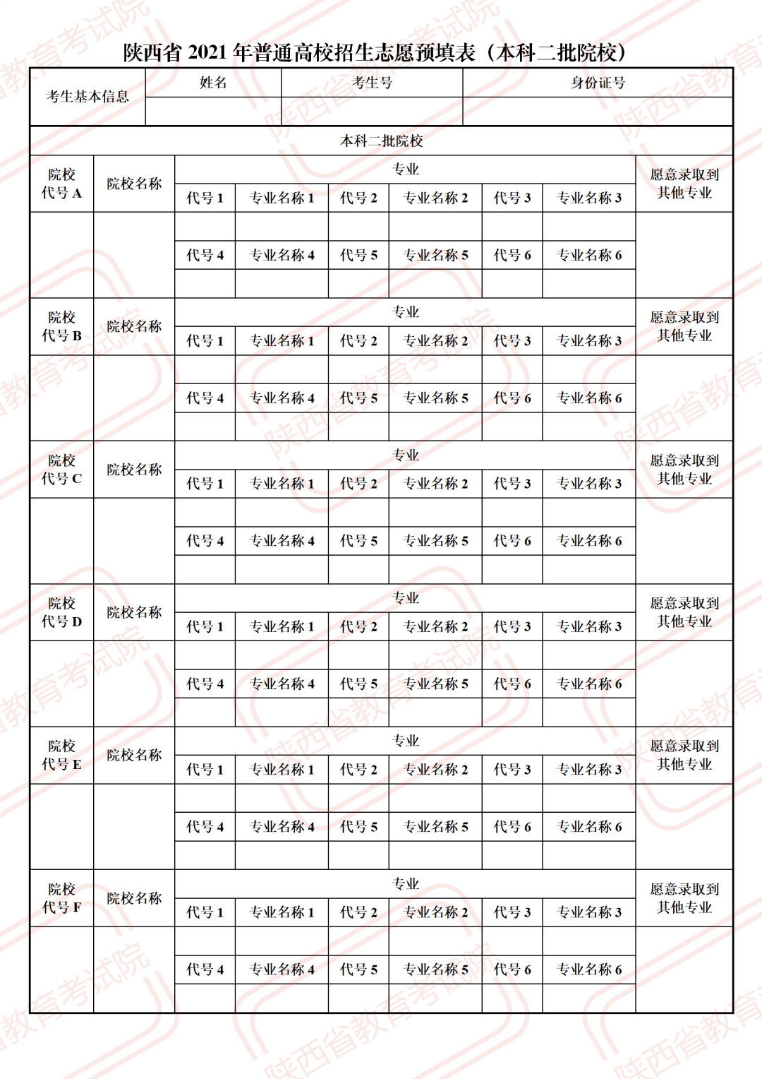 提醒2021年陕西高考本科二批填报志愿即将开始附志愿预填表