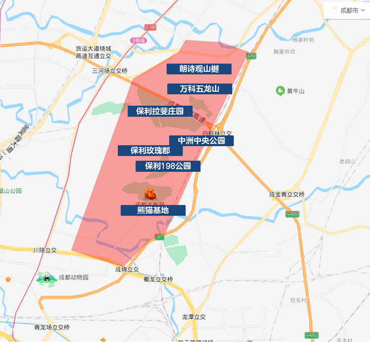 紧邻熊猫基地的保利198和五龙山片区同样是中心城区又一大地铁盲区.