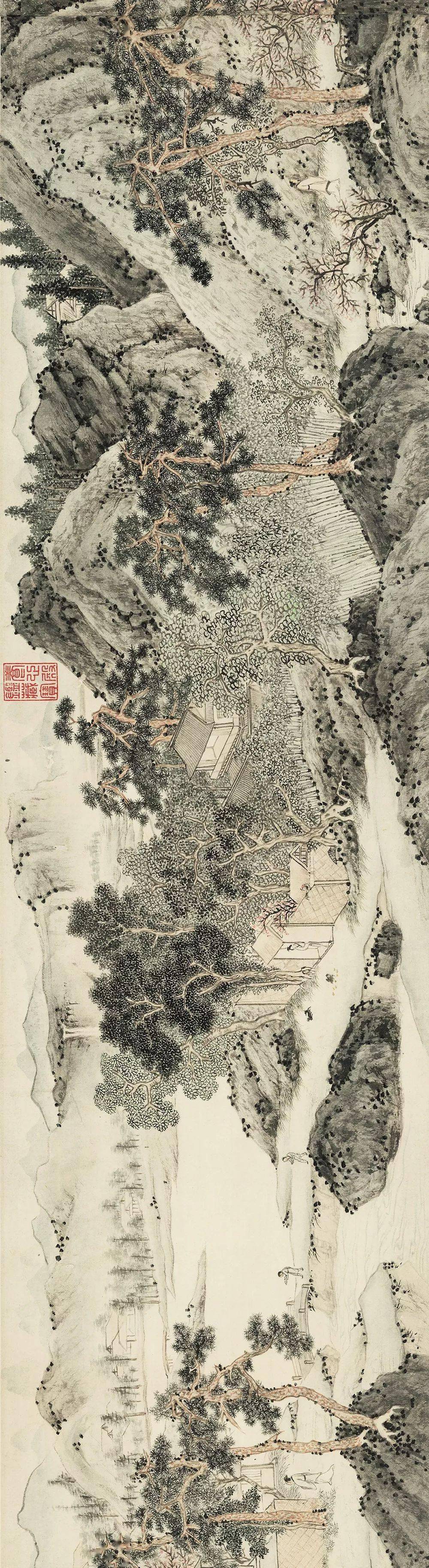后世一般以粗细两种风格来划分文徵明的绘画风格,就《桃源问津图》