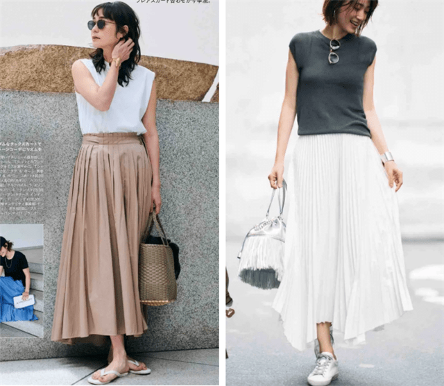 百褶|40岁女人穿裙子,要谨记:颜色选素,款式选款,这样才能时髦减龄