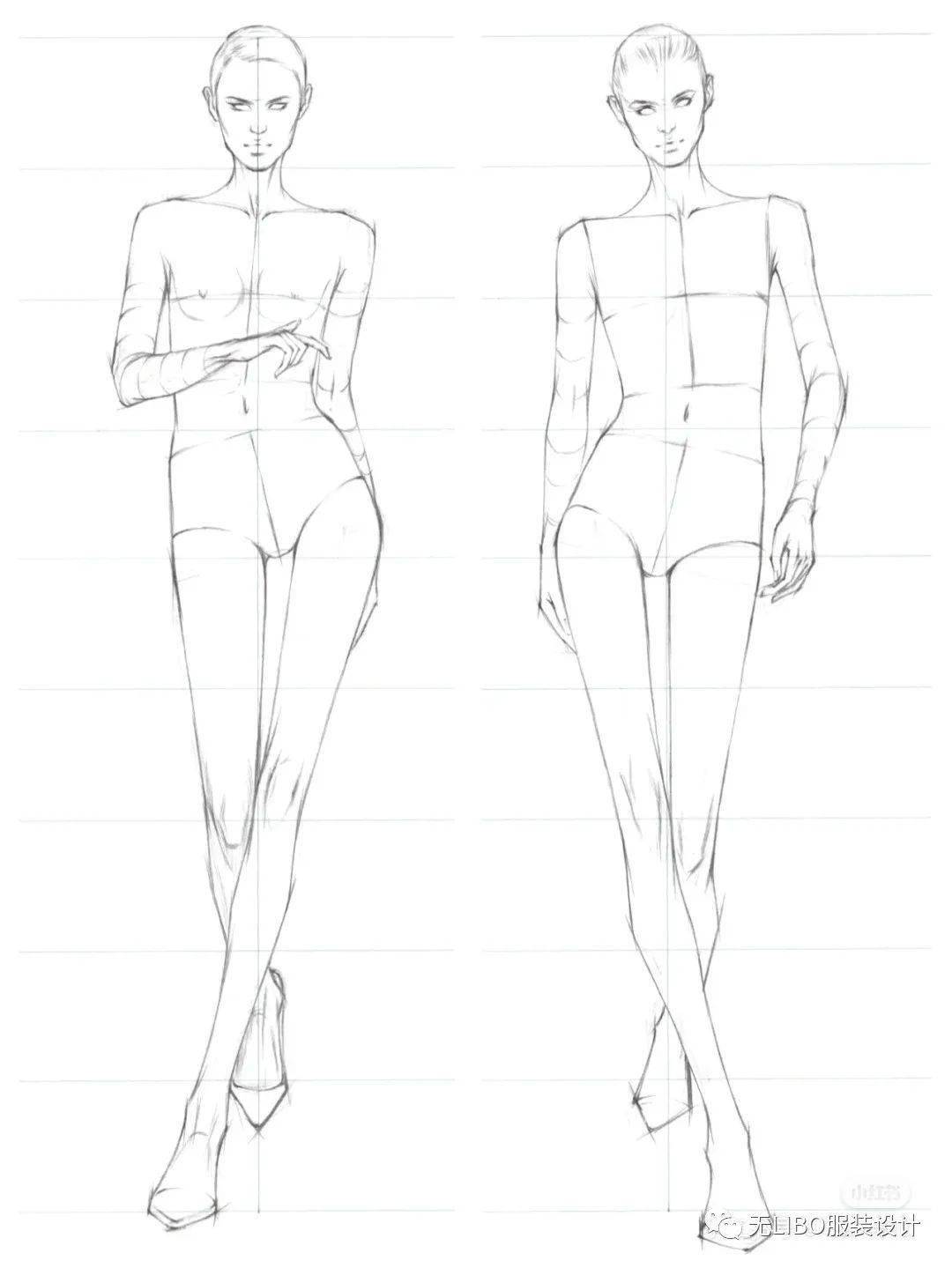 服装设计人体线稿模特150全新分享步骤教程