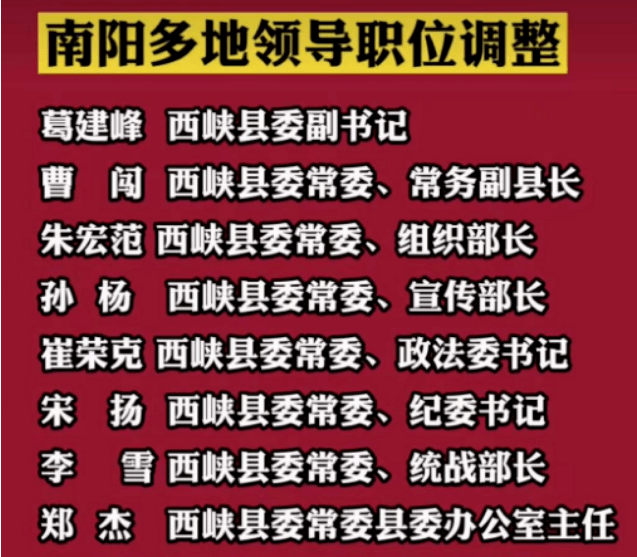 南阳多地调整部分领导干部_社旗县