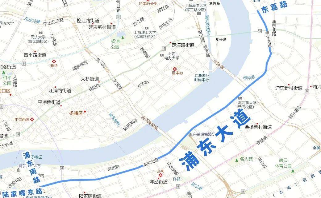 浦东大道位于浦东新区,西起陆家嘴东路,浦东南路,东至东葛路.