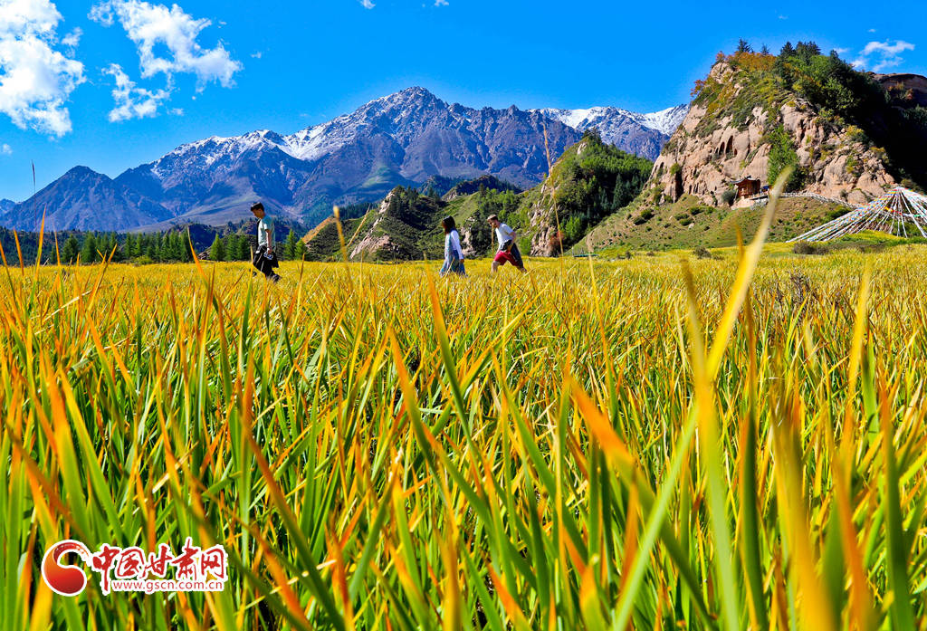9月16日,游客在甘肃省张掖市肃南裕固族自治县马蹄藏族乡景区内参观