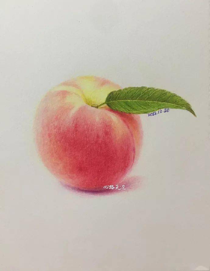 简单小画 彩铅手绘~水蜜桃~过程