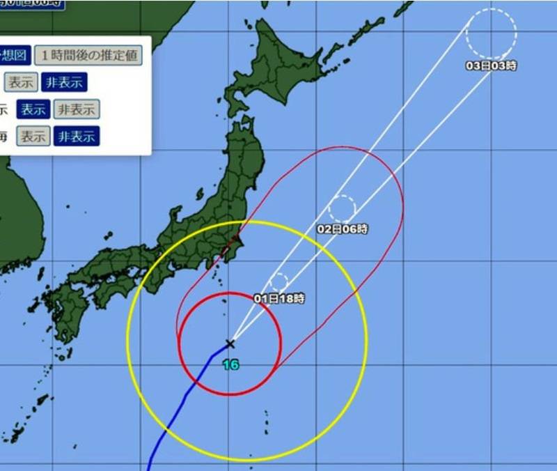 16号强台风接近日本伊豆群岛关东地区1日夜将遭遇强降雨