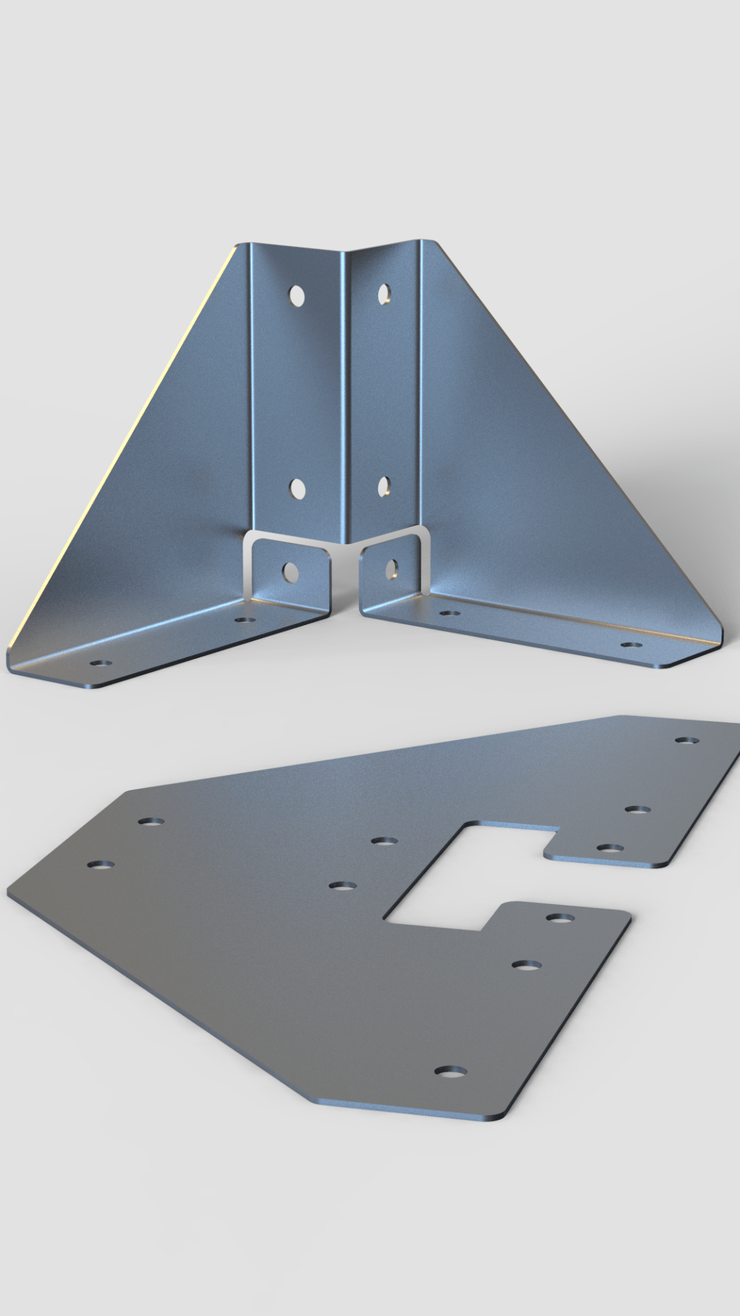 用solidworks画一个钣金角撑板,把三根方木固定在一起