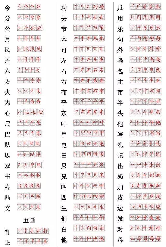 小学语文常用560个生字笔画笔顺表,强烈推荐!