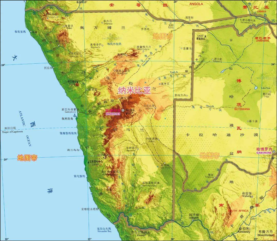 图-纳米比亚地形图-马达加斯加地形图-马拉维地形图-突尼斯地形