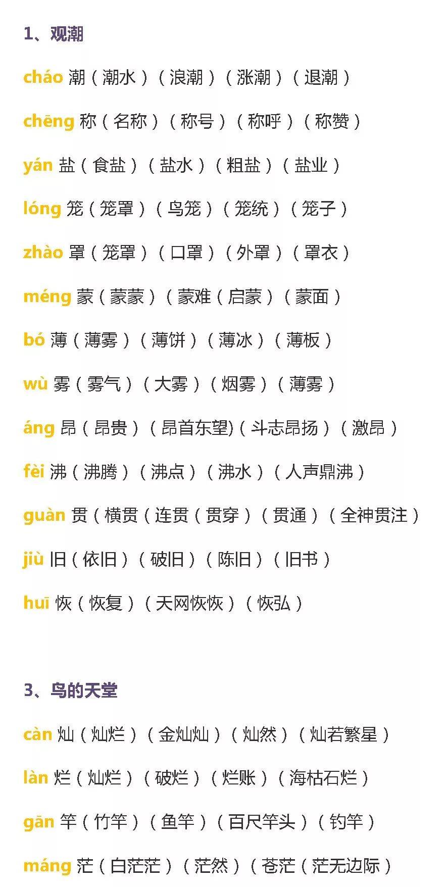 人教版小学四年级语文上册生字组词归纳