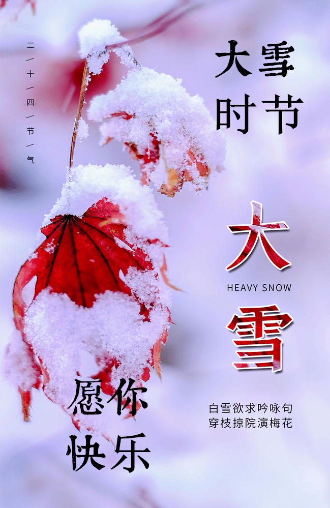 大雪节气到,祝福似雪飘:烦恼如大雪融消,开心如大雪鹅毛,忧愁如飞雪轻