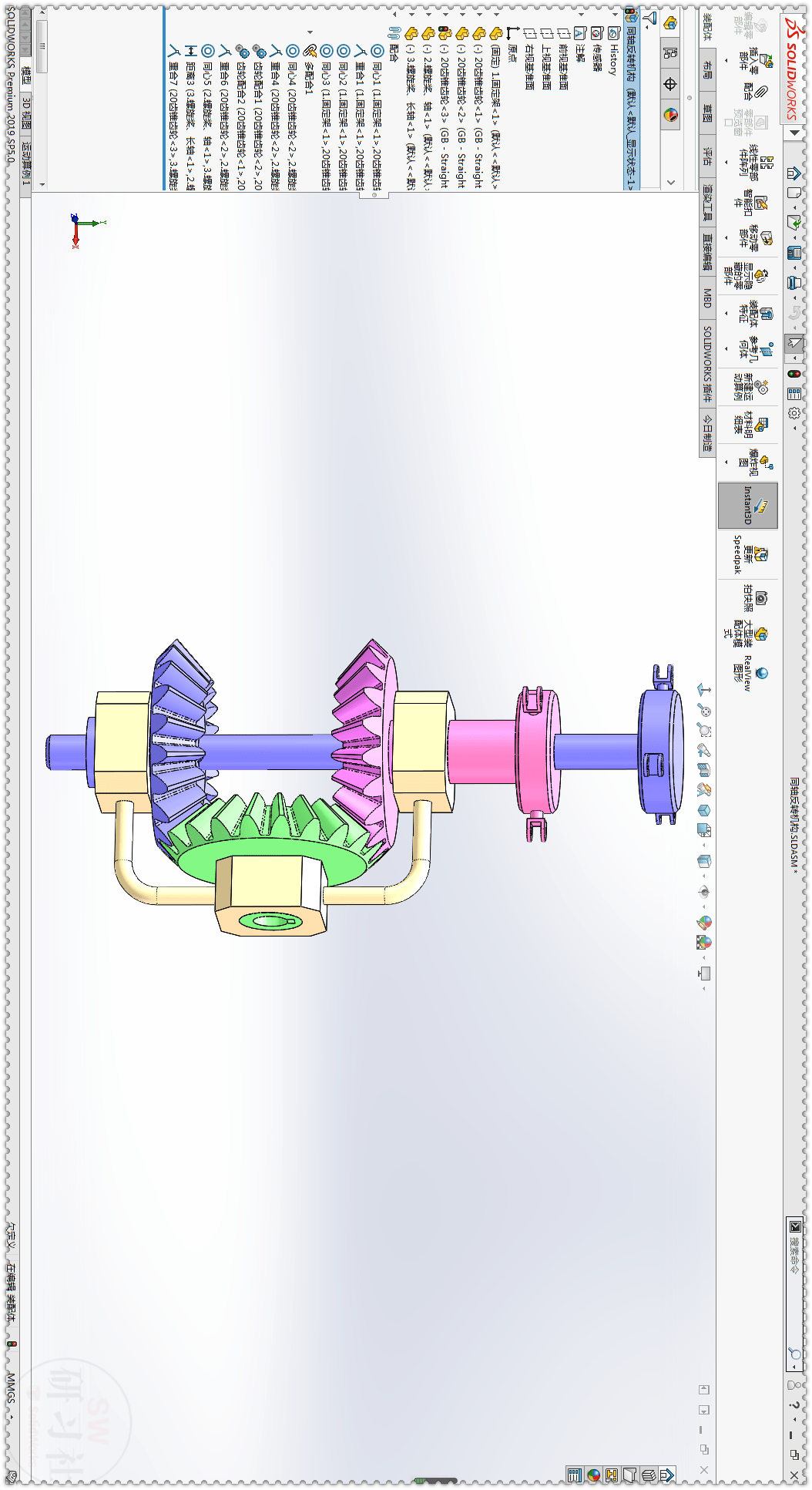 用solidworks制作的锥齿轮同轴反转机构