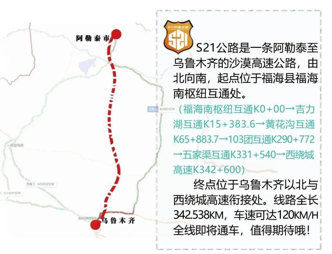 穿越准格尔盆地的沙漠高速公路s21即乌鲁木齐到福海12月25日通车