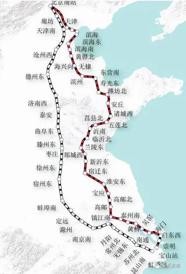 可以看成是由这6条高铁组成,他们分别是:京津城际铁路,津潍高铁,潍新