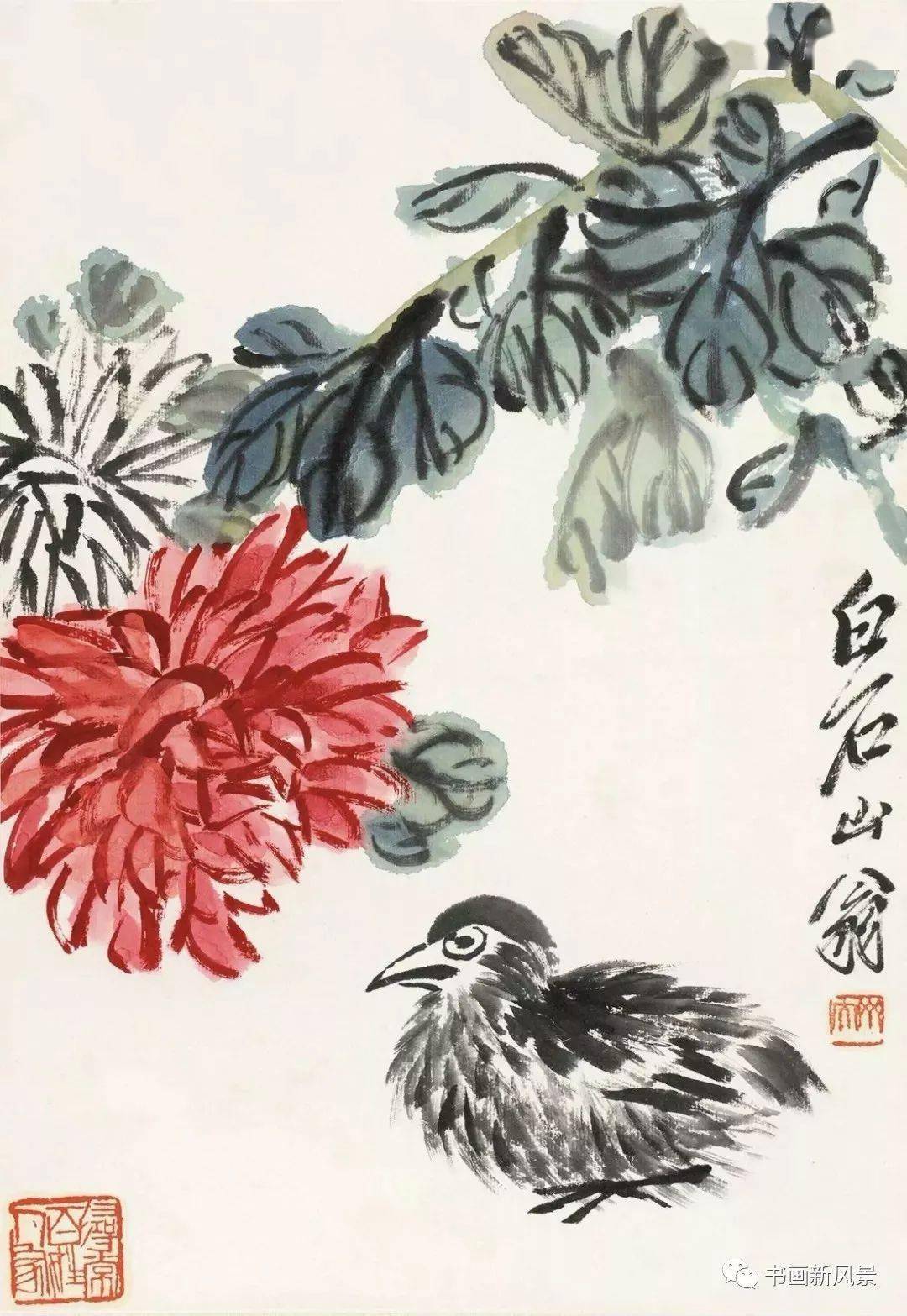 齐白石画鹌鹑真吉祥阖家平安事事安顺