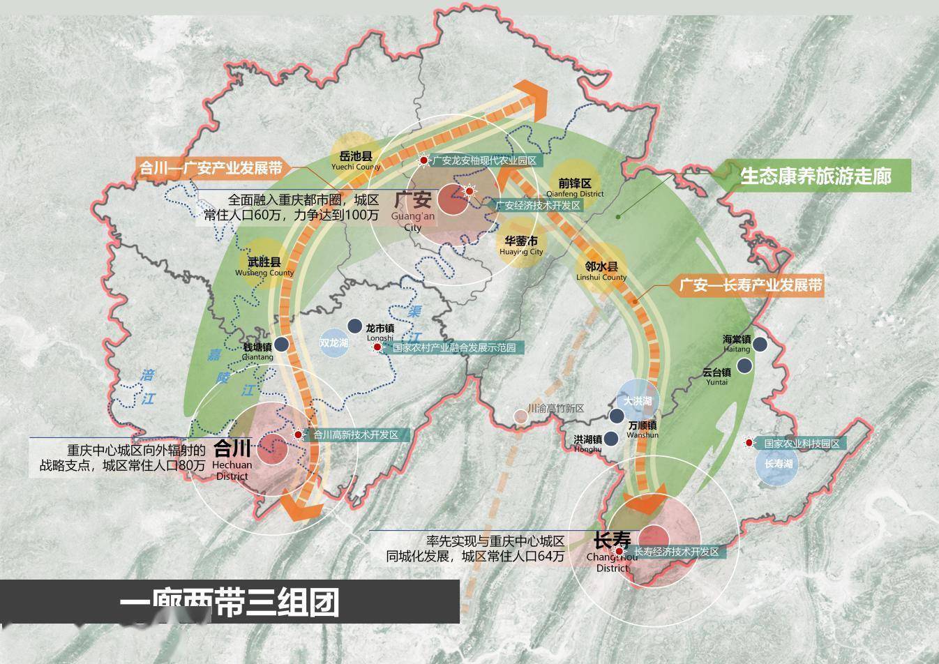 《总体方案》将重庆市合川区,长寿区和四川省广安市全域纳入规划范围