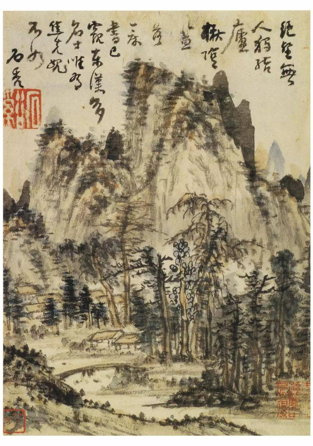髡残山水画,笔墨高古_生活_画僧_石溪
