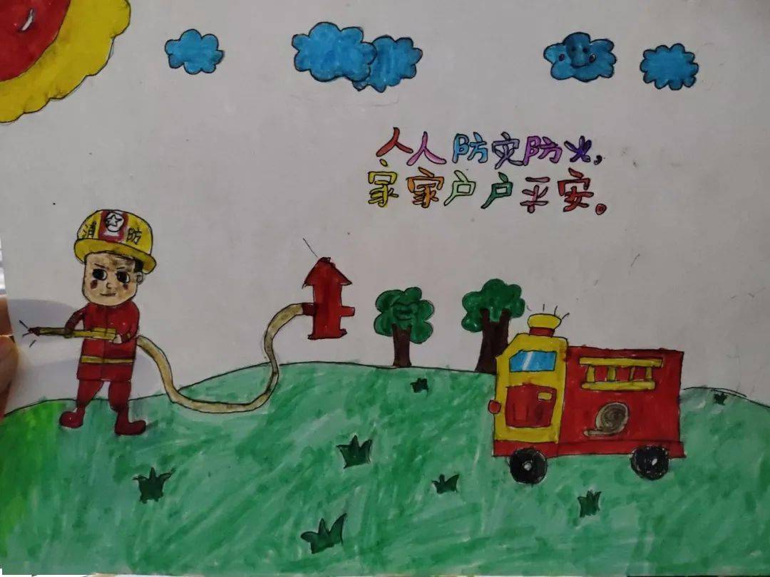 图集来看看天中小小消防员获奖小朋友们的消防安全绘画展