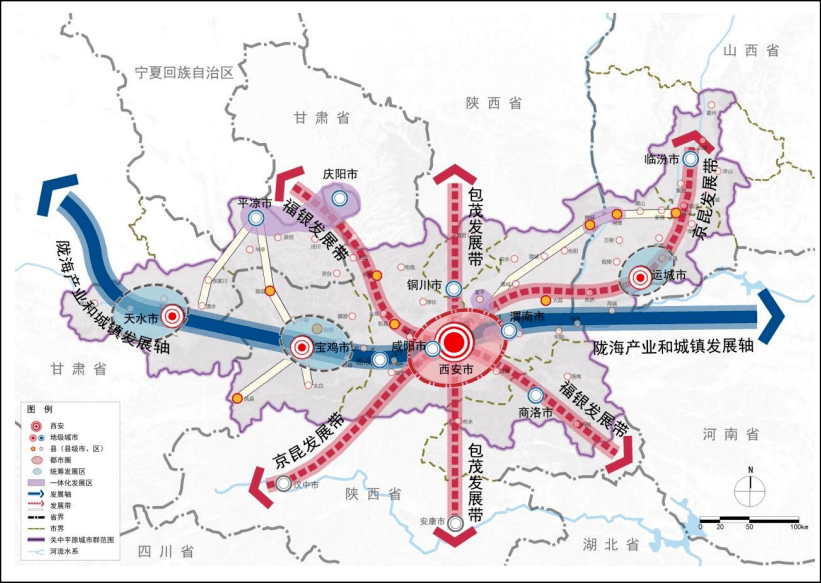 关中平原城市群空间格局示意图 图片来源《关中平原城市群发展规划》