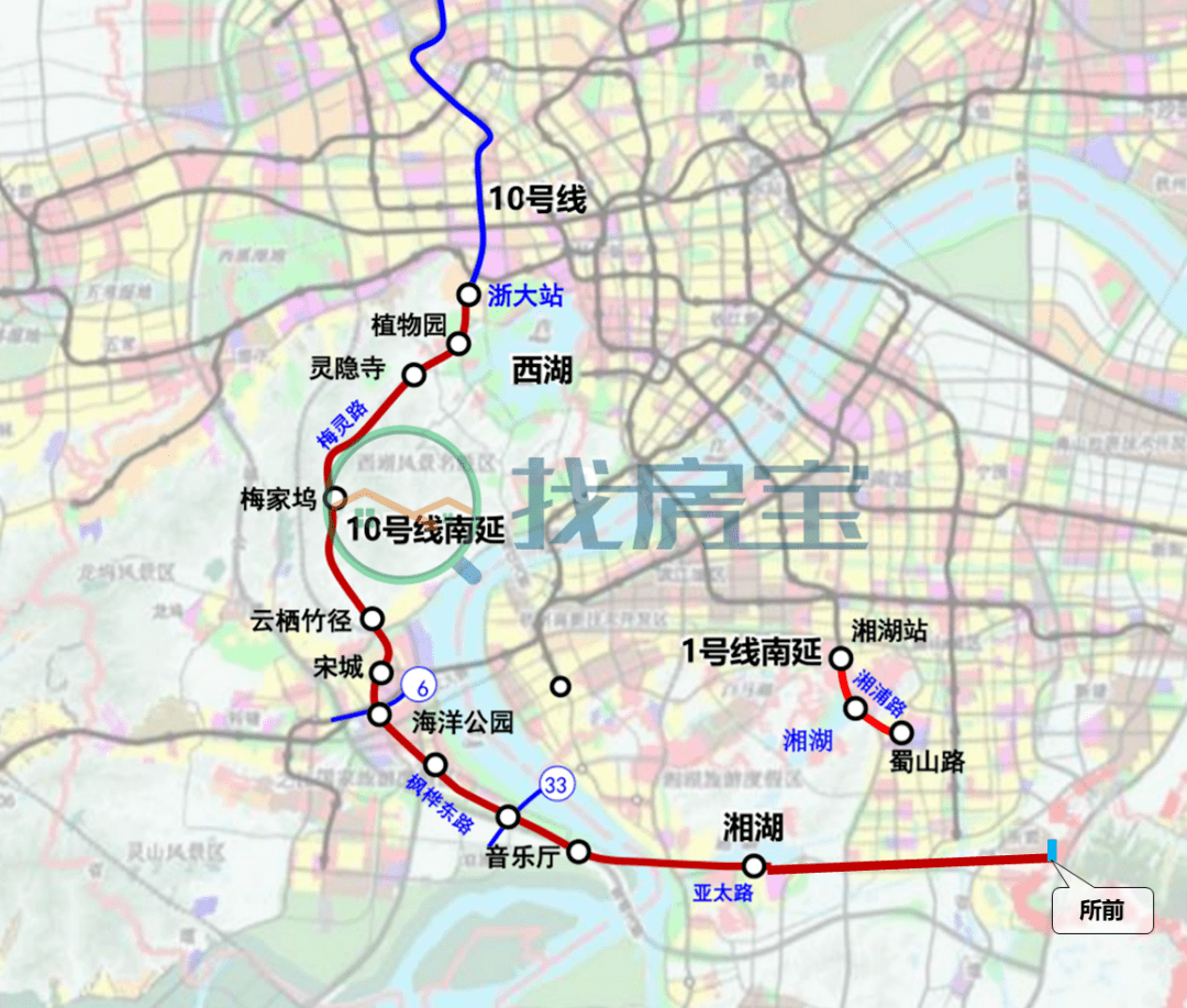 (7)延伸线路2号线(预计为地铁2号线西延)途径板块:瓶窑,良渚延伸线路2